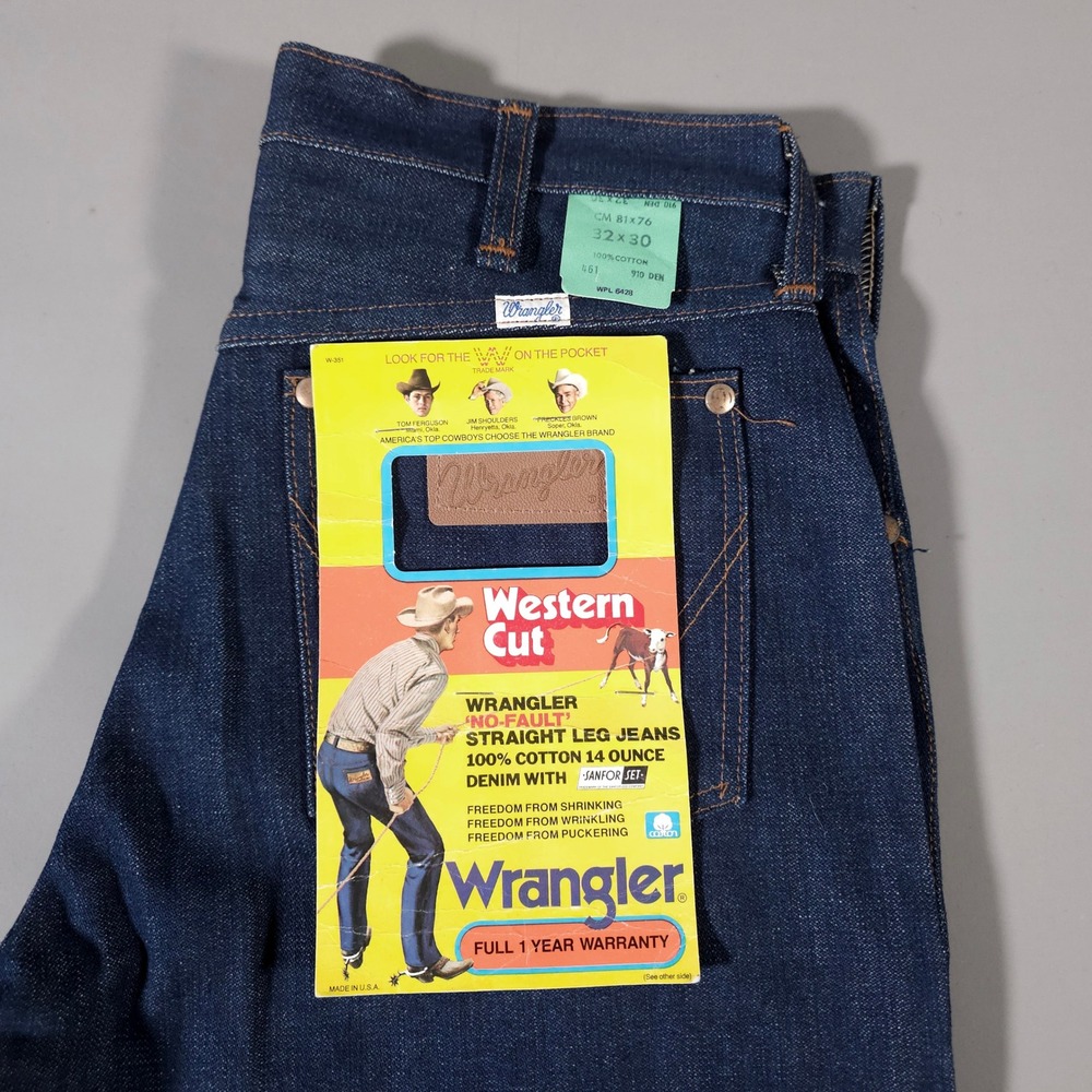 Wrangler Western Cut Jeans Mens 32x30 Blue No-Fault Straight Leg Vintage USA NEW